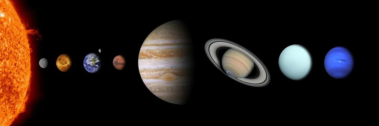 Illustration of the Solar System with the Sun and planets