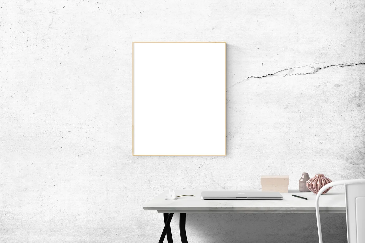blank, frame, desk