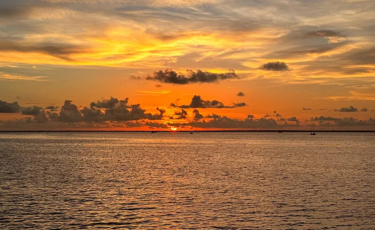 sunset, clouds, orange